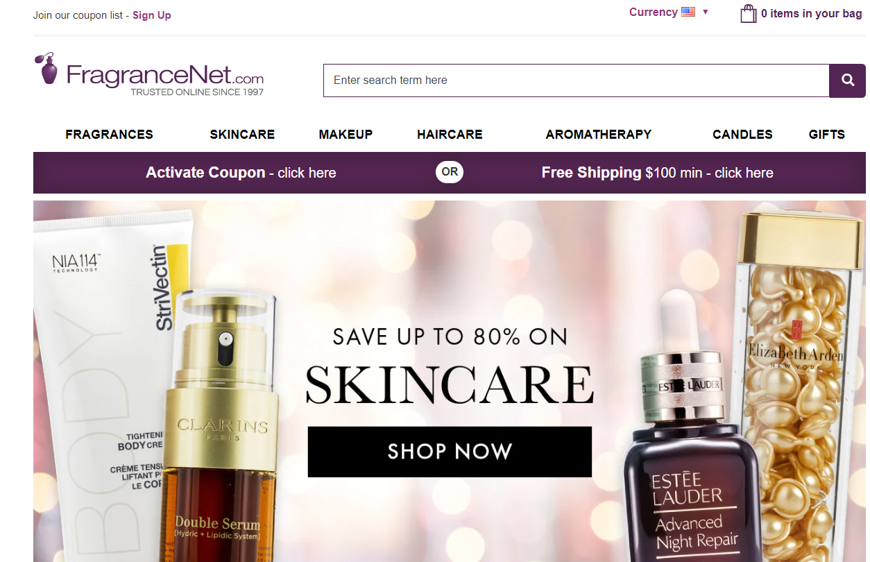  FragranceNet.com is of the most reputable online retailers of cosmetics and aromatherapy products. 