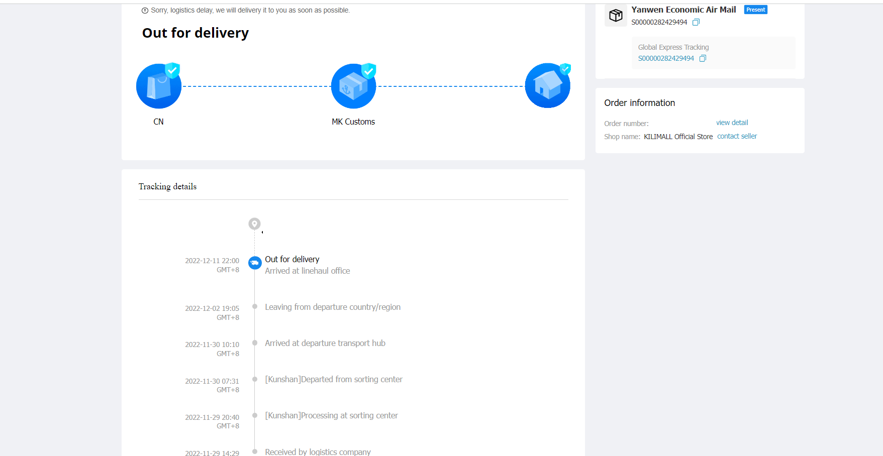 shipping and delviery process