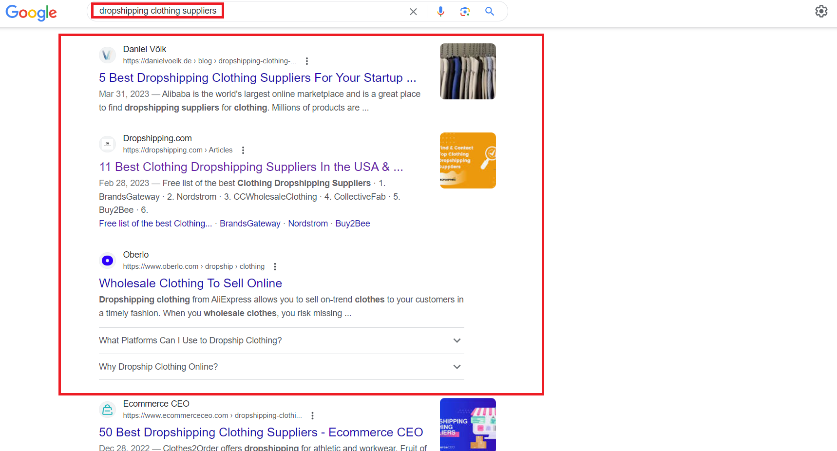 dropshipping clothing suppliers google search