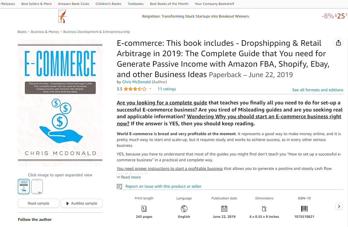 Chris McDonald's E-Commerce combines the principles of E-commerce along with strategies of buying stock from retail stores and reselling them on your online store.