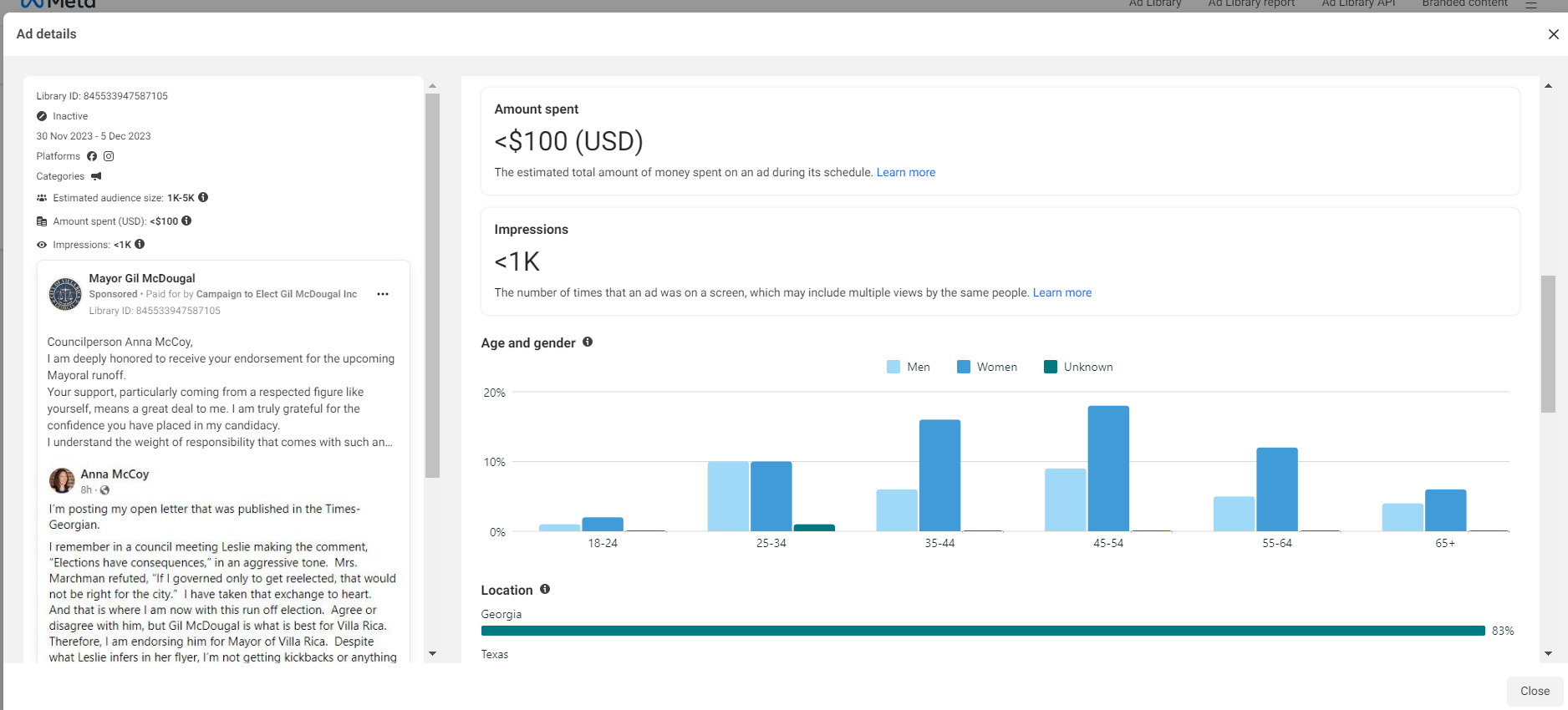 meta ads library target audience insights