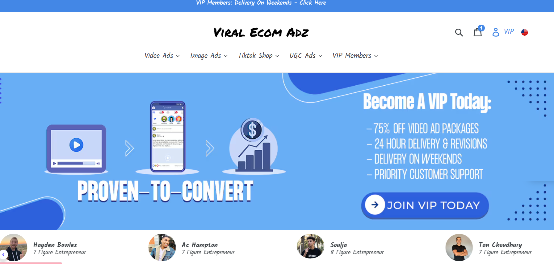 Viral Ecom Adz is a video editing service specializing in creating compelling ads for ecommerce and dropshipping products.